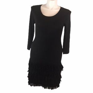 Calvin Klein Sz L Fringe Hem Knit Dress